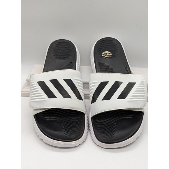 adidas Men\'s Alphabounce Slides - White Black FX1326 Basketball Slippers Sz 13